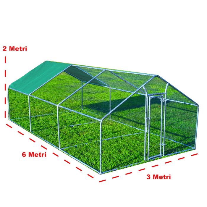 Gabbia per animali da esterno - Recinto per Polli 6 x 3m x 2m H - 18 mq